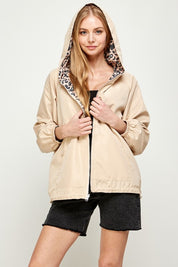 Women's Reversible Contrast Print Windbreaker Hoodie