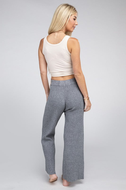 Women's High Waist Solid Knit Pants