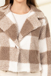 Women's Chic Plaid Faux Fur Jacket