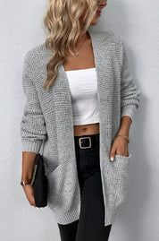 Women's Open Front Waffle Knit Cardigan