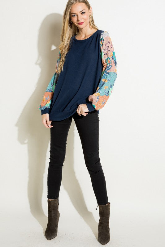 Plus Size Relaxed Floral Mix Tunic Top