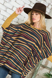 Women's Oversized Striped Pullover Tunic Top