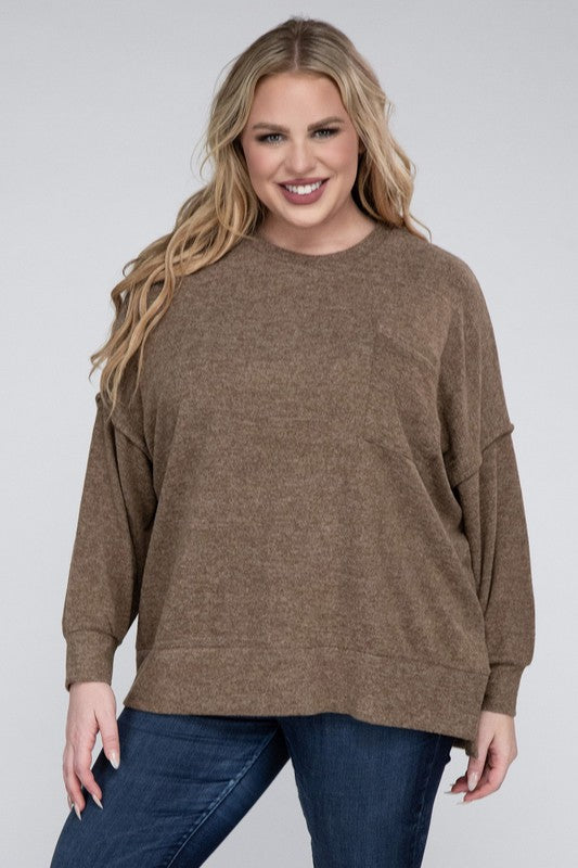 Plus Size Oversized Melange Drop Shoulder Sweater