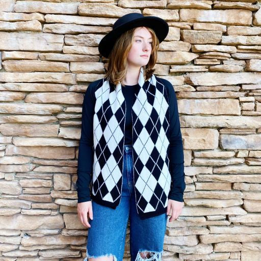 Women's Casual Argyle Knit Scarf