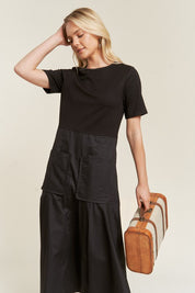 Women's Midi Knit Dress with Pockets and Zipper Closure