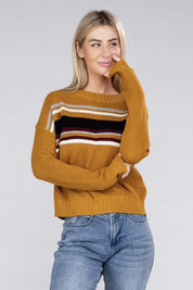 Women's Striped Crewneck Pullover Sweater