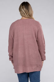 Plus Size Oversized Waffle Open Cardigan Sweater