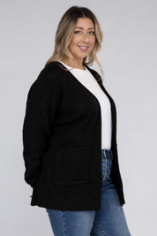 Plus Size Oversized Waffle Open Cardigan Sweater