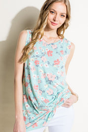 Women's Floral Print Sleeveless Tunic Top