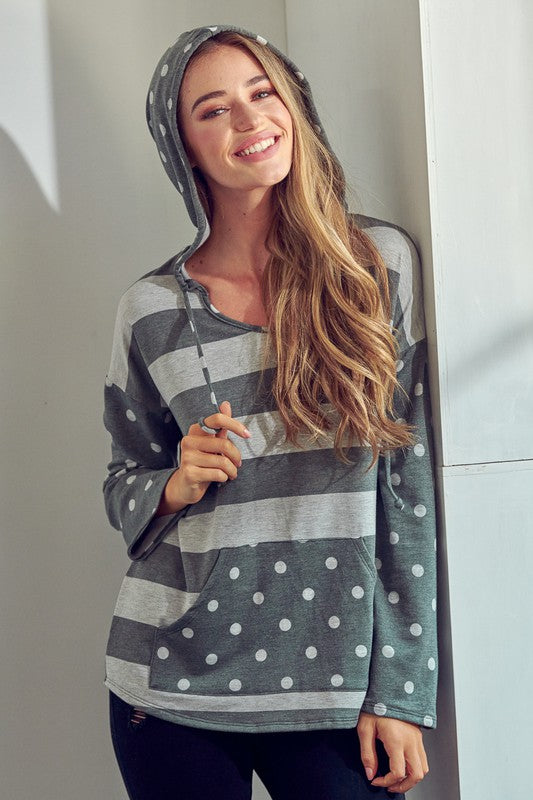 Women's Polka Dot Stripe Mix Sweatshirts