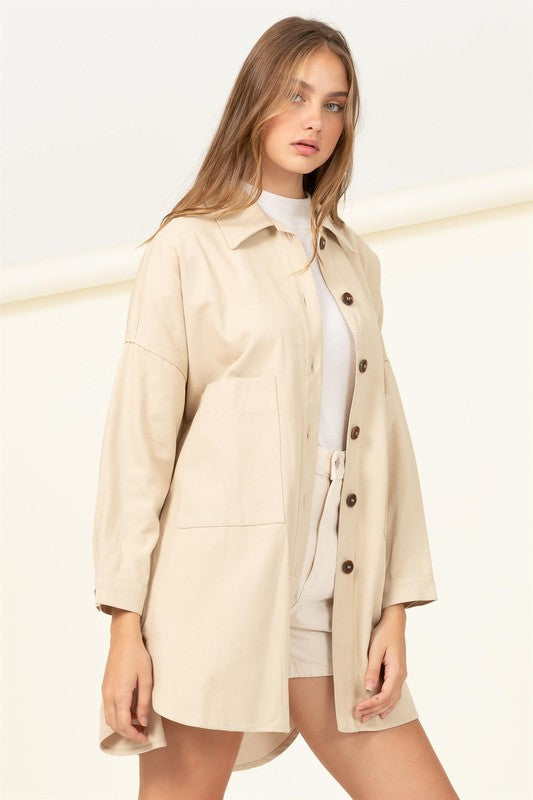 Women's Oversized Cotton Shirt Jacket