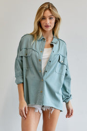 Women's Loose Fit Button Down Shirt with Pockets