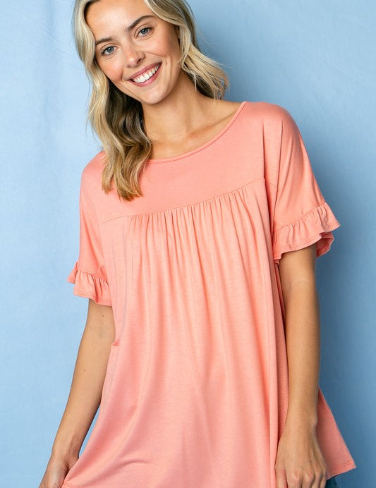 Women's Ruffled Short Sleeve Baby Doll Top