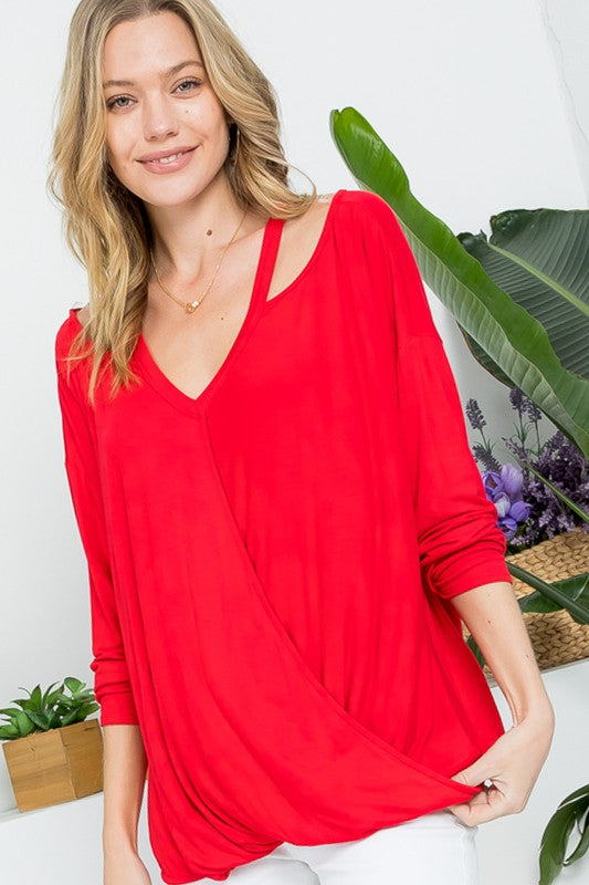 Women's Sexy Solid Crossover Blouses Top