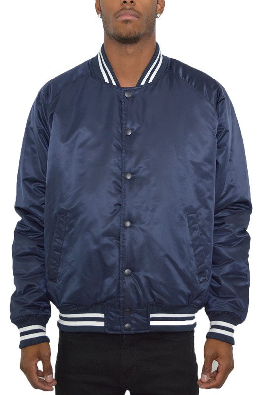 Men's Regular Fit Polyester Varsity Jacket