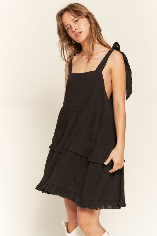 Women's Loose Fit Square Neck Ruffle Dress