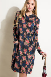 Women's Relaxed Fit Floral and Plaid Print Mini Dress