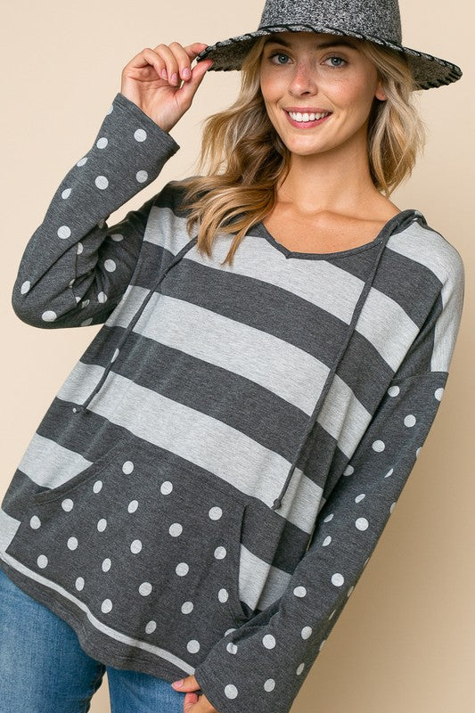 Women's Polka Dot Stripe Mix Sweatshirts