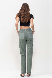 Women's Relaxed Mid Rise Cargo Jeans with Patch Pockets