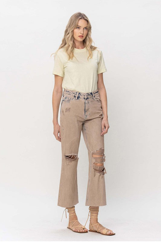 Women's Distressed Vintage Crop Flare Jeans