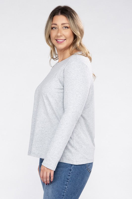 Women's Relaxed Fit Plus Cotton Long Sleeve T-Shirt