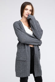 Women's Loose Fit Twist Knitted Open Front Cardigan