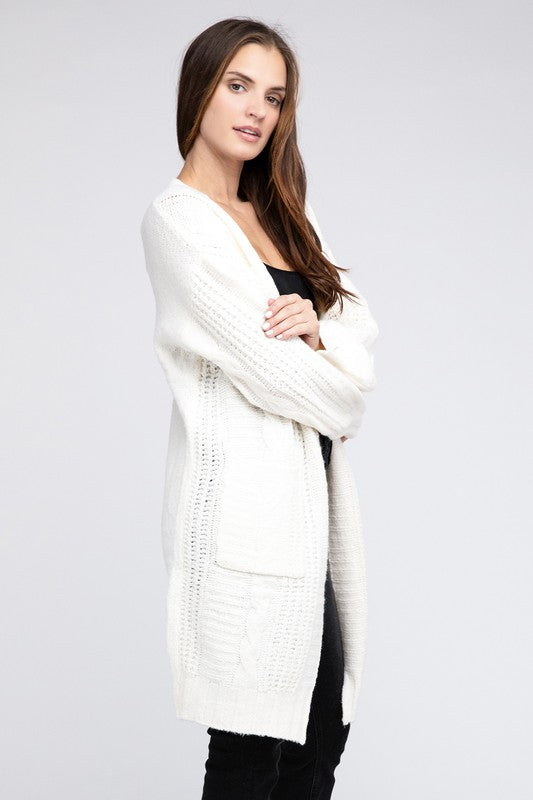 Women's Loose Fit Twist Knitted Open Front Cardigan