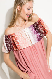 Women's Ombre Tie Dye Off Shoulder Top