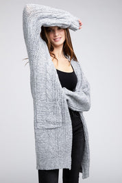 Women's Loose Fit Twist Knitted Open Front Cardigan