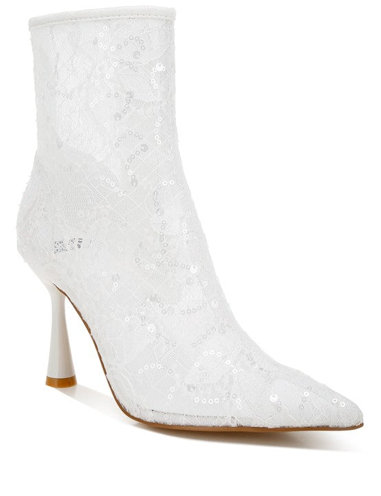 Women's Elegant Sequin Lace Boots for Special Occasions