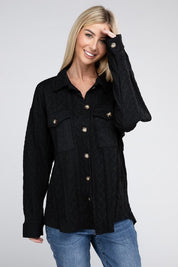 Women's Button Front Stretch Knit Shacket