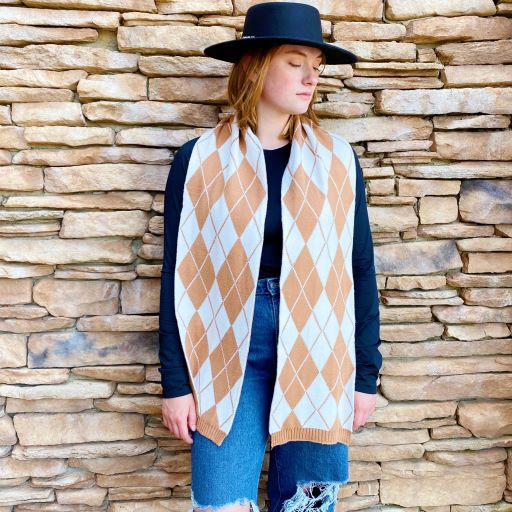 Women's Casual Argyle Knit Scarf