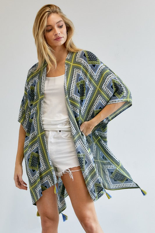 Women's Printed Short Sleeve Kimono