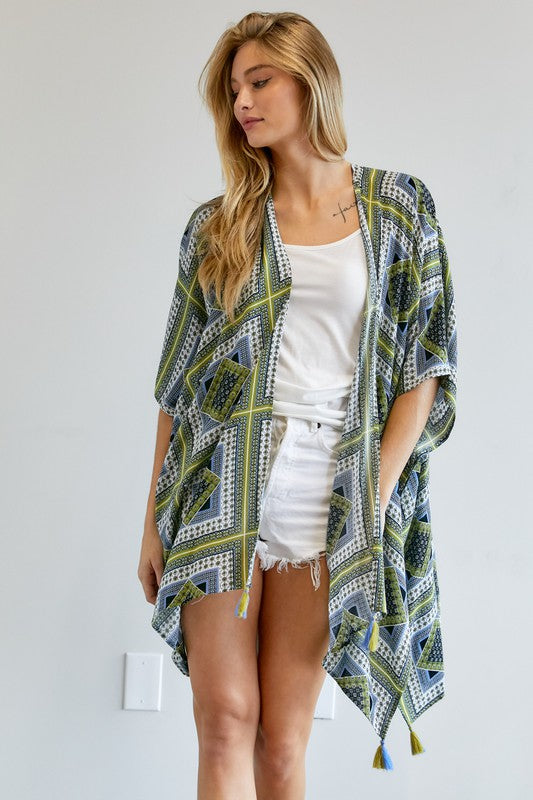 Women's Printed Short Sleeve Kimono