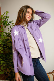 Women's Relaxed Fit Star Printed Military Jacket