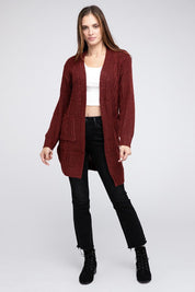 Women's Loose Fit Twist Knitted Open Front Cardigan