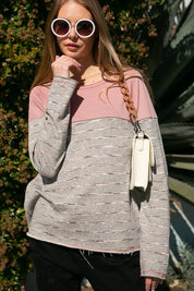 Women's Casual Stripe and Solid Mixed Sweatshirts