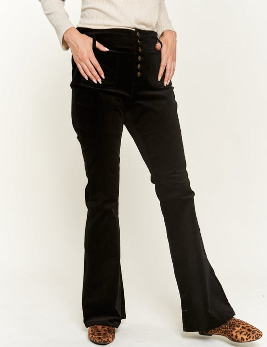 Women's High-Waist Flared Corduroy Pants