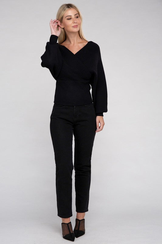 Women's Viscose Cross Wrap Pullover Sweater