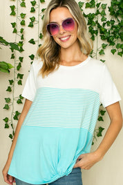 Women's Striped Color Blocked Tunic Top