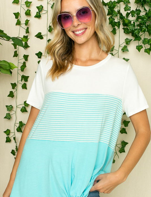 Women's Striped Color Blocked Tunic Top