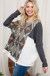 Plus Size Oversized Aztec Print Cozy Top