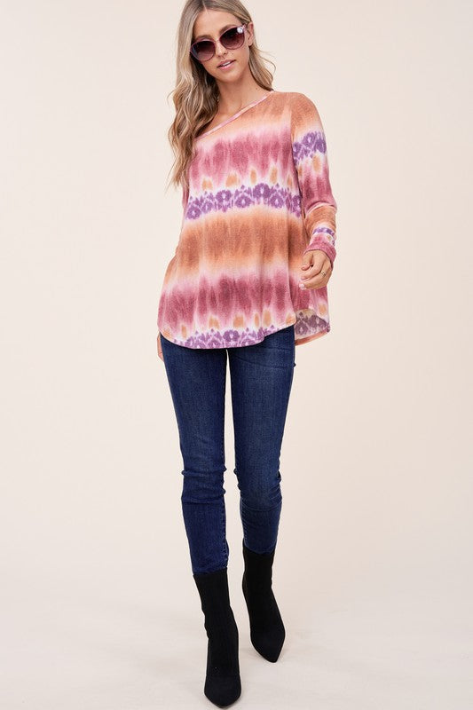 Plus Size Cozy Tie Dye One Shoulder Top