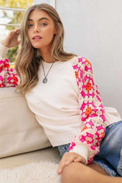 Women's Relaxed Fit Crochet Detailed Long Sleeve Sweater