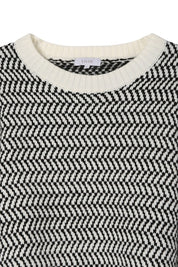 Women's Casual Herringbone Pattern Crew Neck Sweater