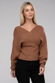 Women's Viscose Cross Wrap Pullover Sweater