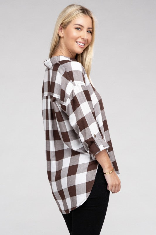 Women's Casual Plaid Flannel Shirt