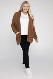 Women's Plus Size Ribbed Knit Oversized Cardigan