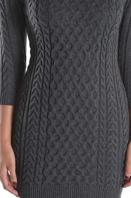 Women's Cable Knit Long Sleeve Sweater Dress