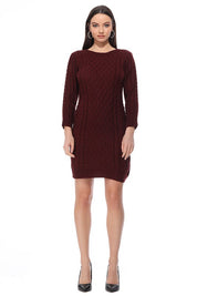 Women's Cable Knit Long Sleeve Sweater Dress